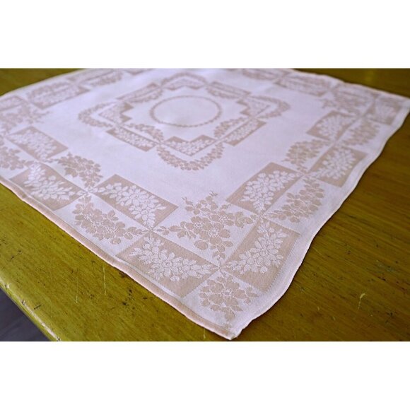 6 Vintage Pink Damask Large Napkins Cotton - Picture 3 of 4
